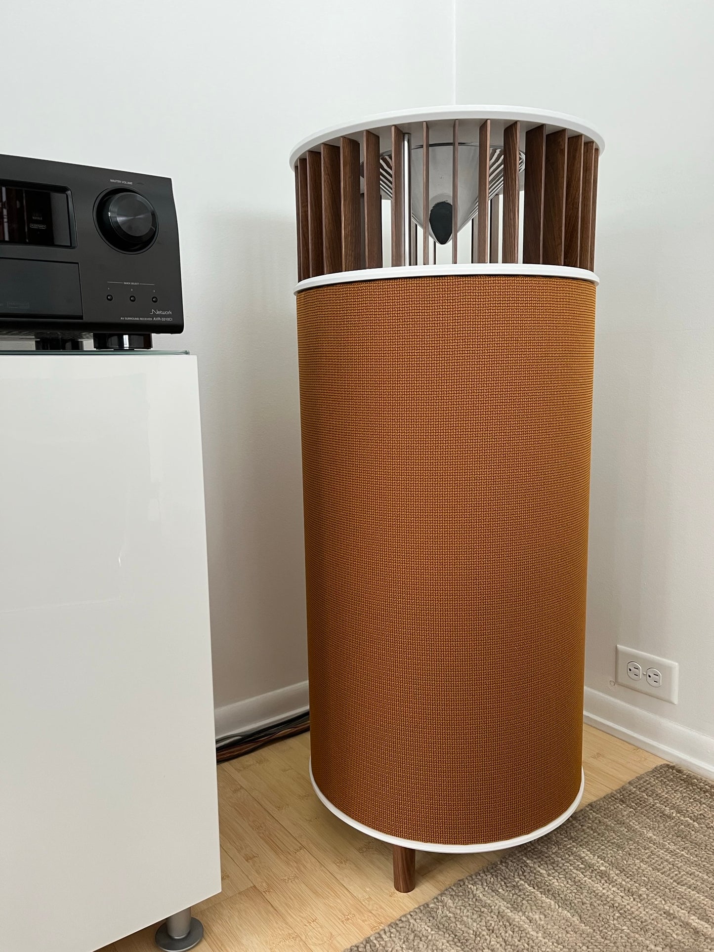 Phillips Design OH-16 omnicirectional home audio speakers in caramel