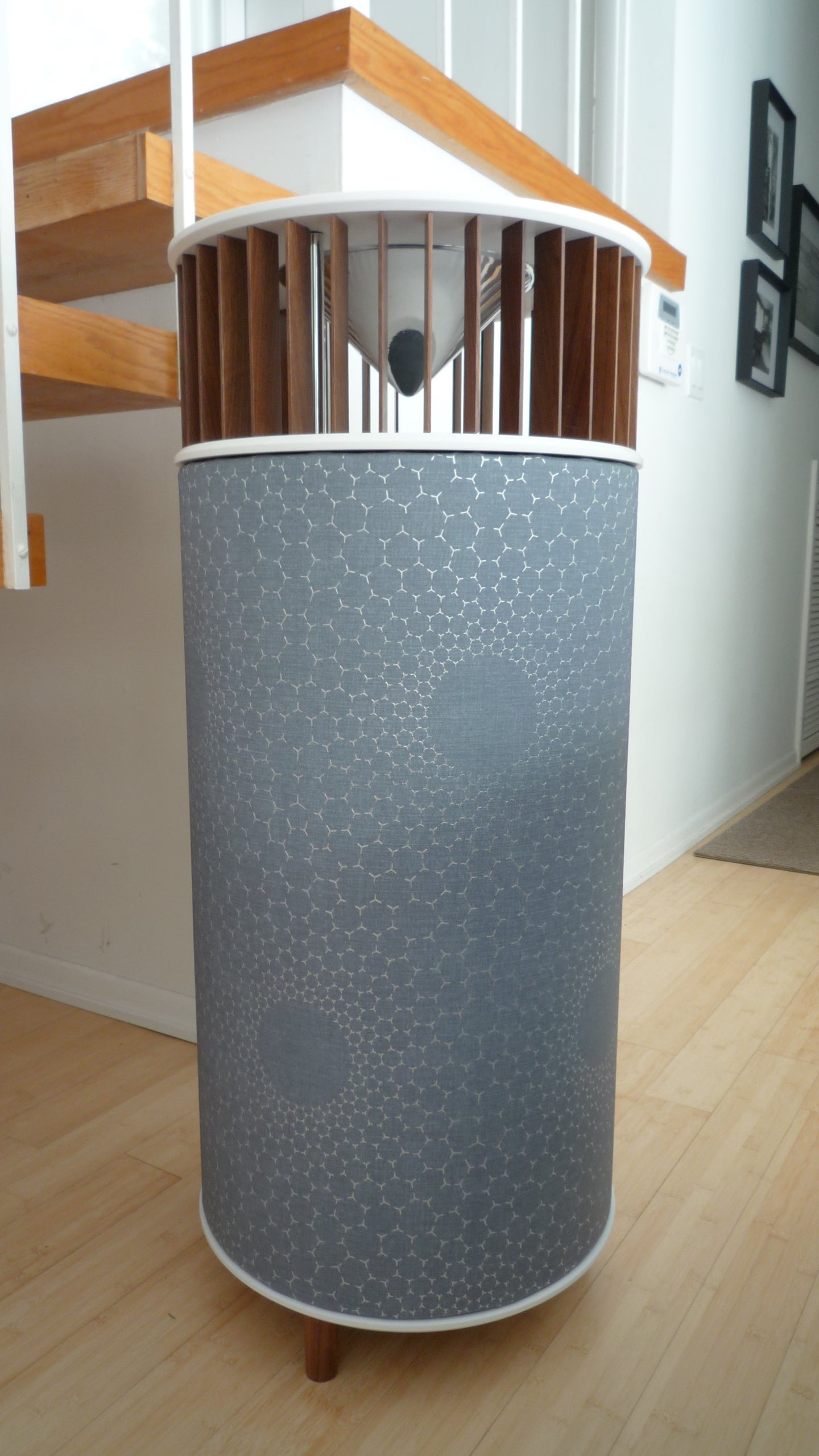 Phillips Design OH-16 omnidirectional modern speaker design in Designtex Raia upholstery