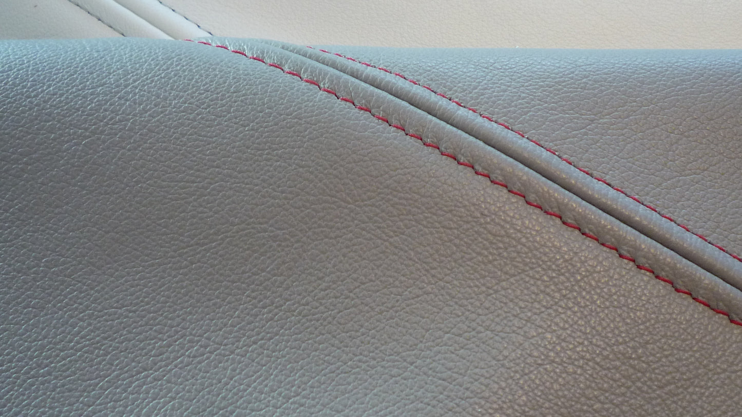 Phillips Design grey leather with red stitching
