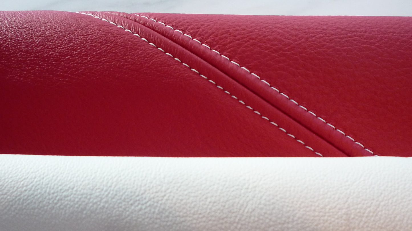 Phillips Design red leather with white stitching